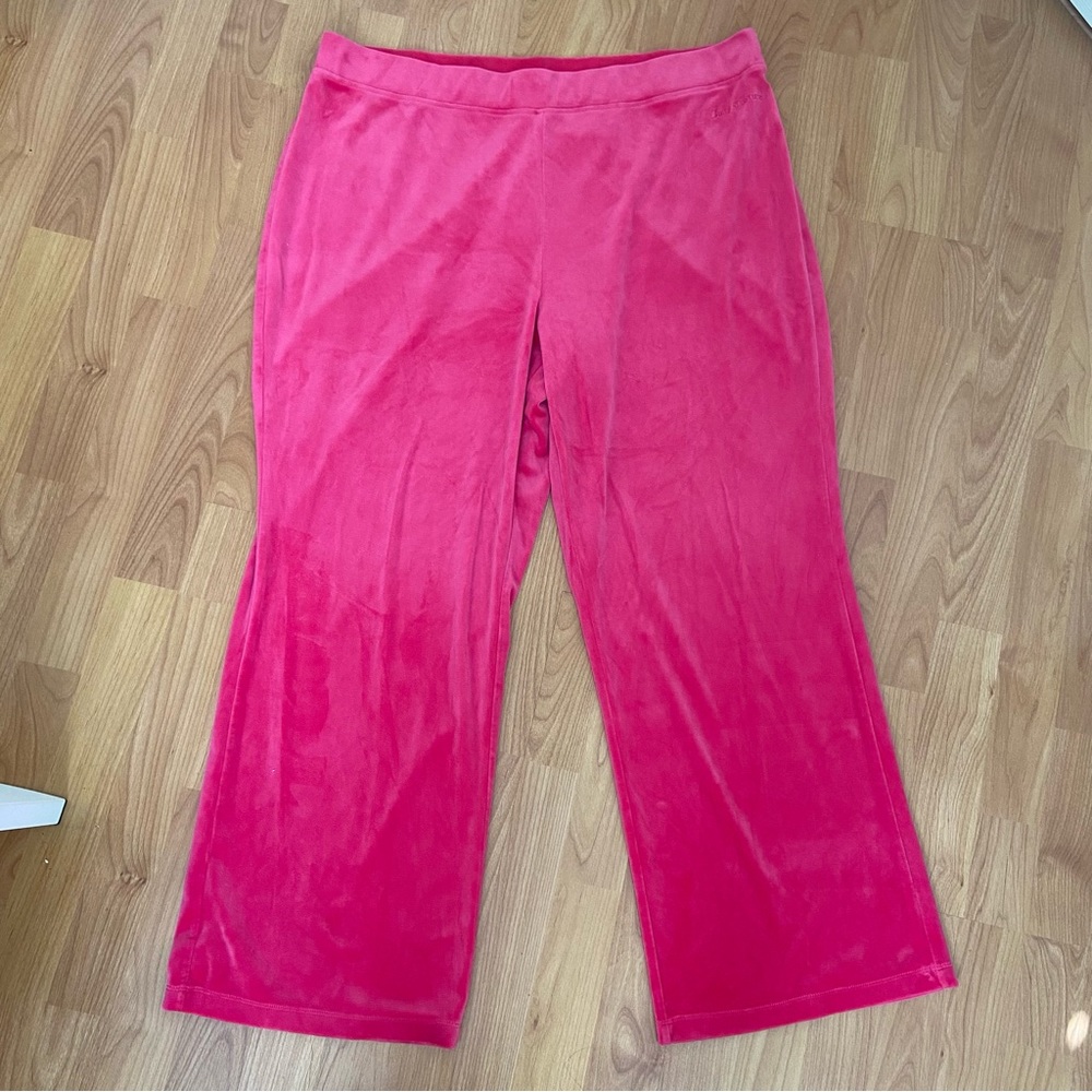 Vintage Juicy Couture Women’s Spell Out Y2K Bright Pink Velour Pants Size XXL